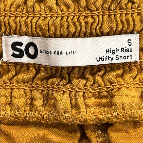 SO Utility Shorts S High Rise Golden Yellow Tan Relaxed Stretch Casual Boho - Picture 7 of 8